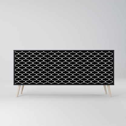 TESSELATED BLACKNESS 3-Door Sideboard in Black Finish