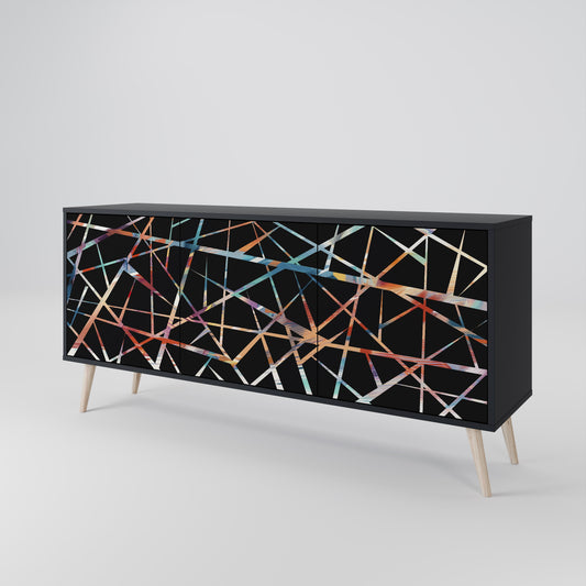Credenza POLYGON VERVE a 3 ante in finitura nera