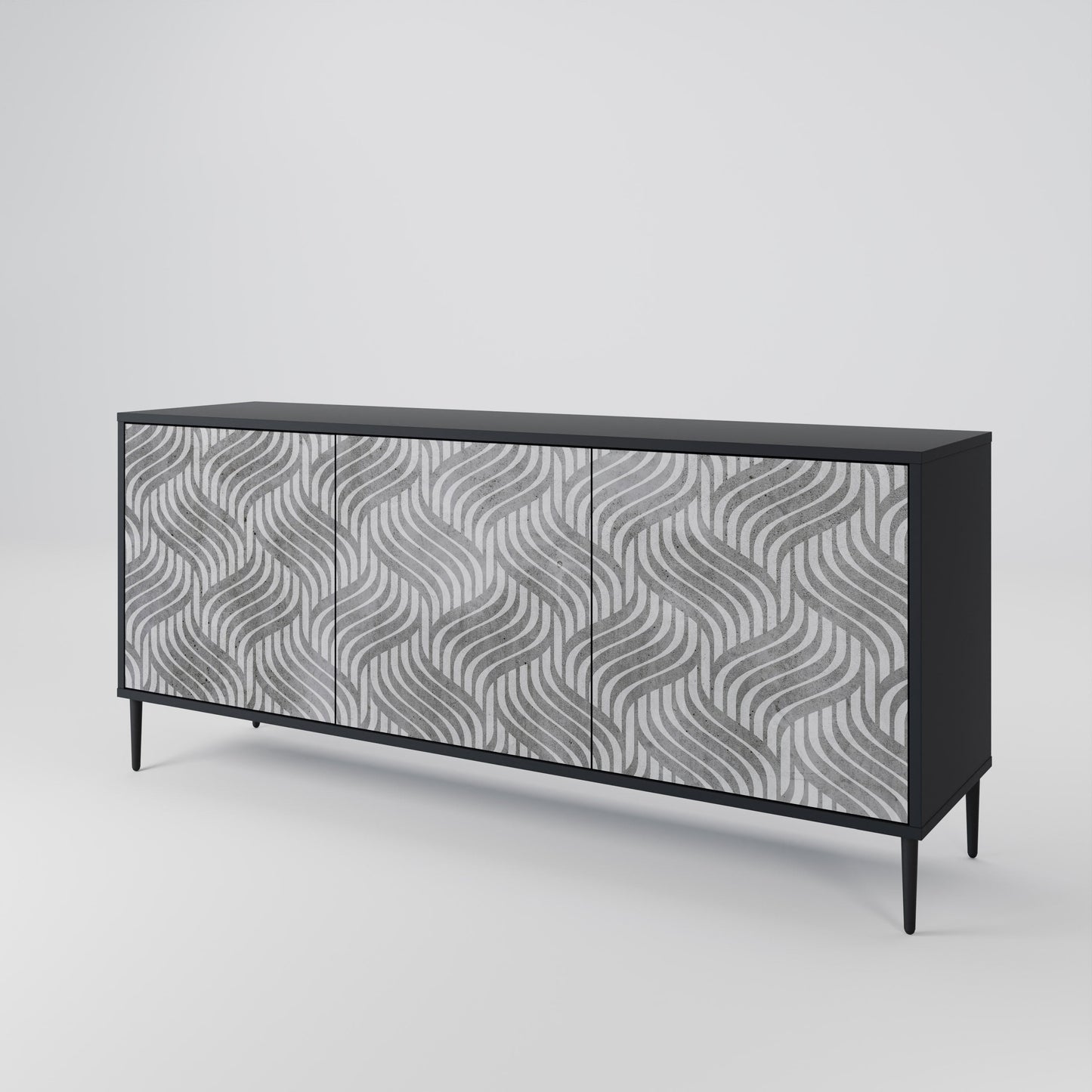Credenza CONCRETE MOVEMENT a 3 ante in finitura nera