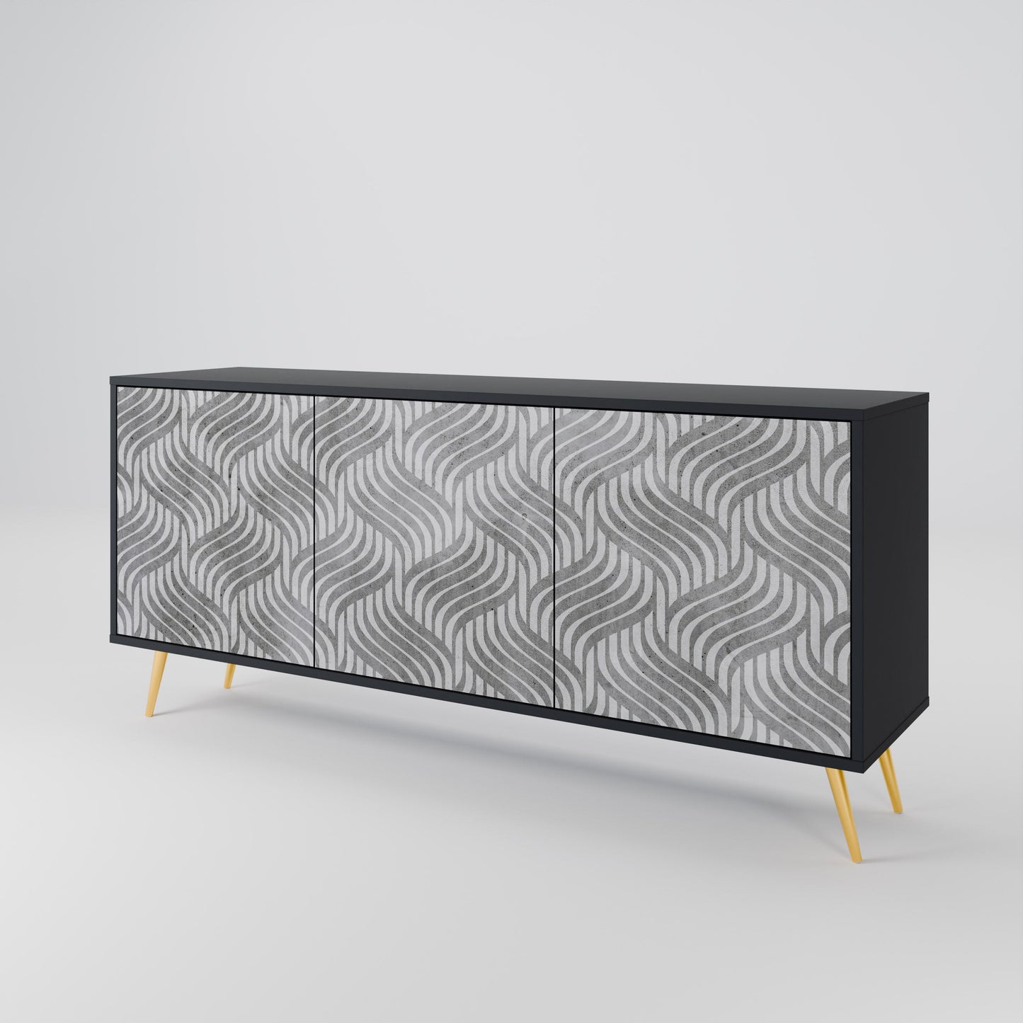 Credenza CONCRETE MOVEMENT a 3 ante in finitura nera
