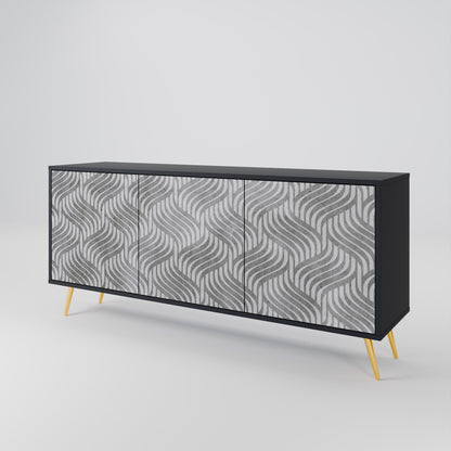 Credenza CONCRETE MOVEMENT a 3 ante in finitura nera