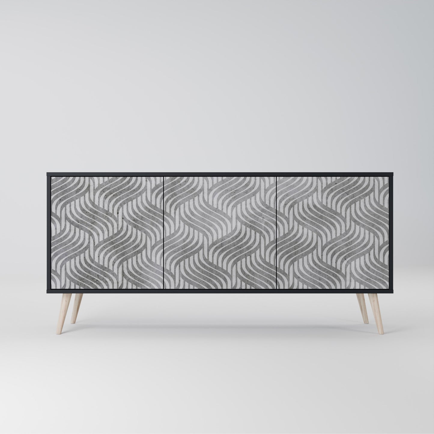 Credenza CONCRETE MOVEMENT a 3 ante in finitura nera