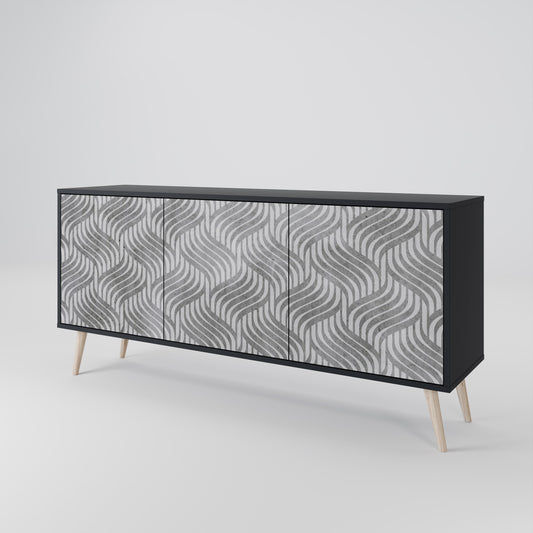 Credenza CONCRETE MOVEMENT a 3 ante in finitura nera