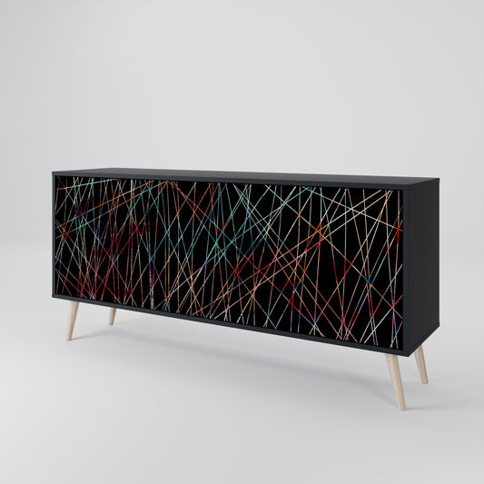 Credenza a 3 ante LUMINOUS SNARE in finitura nera