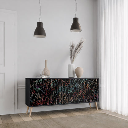 Credenza a 3 ante LUMINOUS SNARE in finitura nera