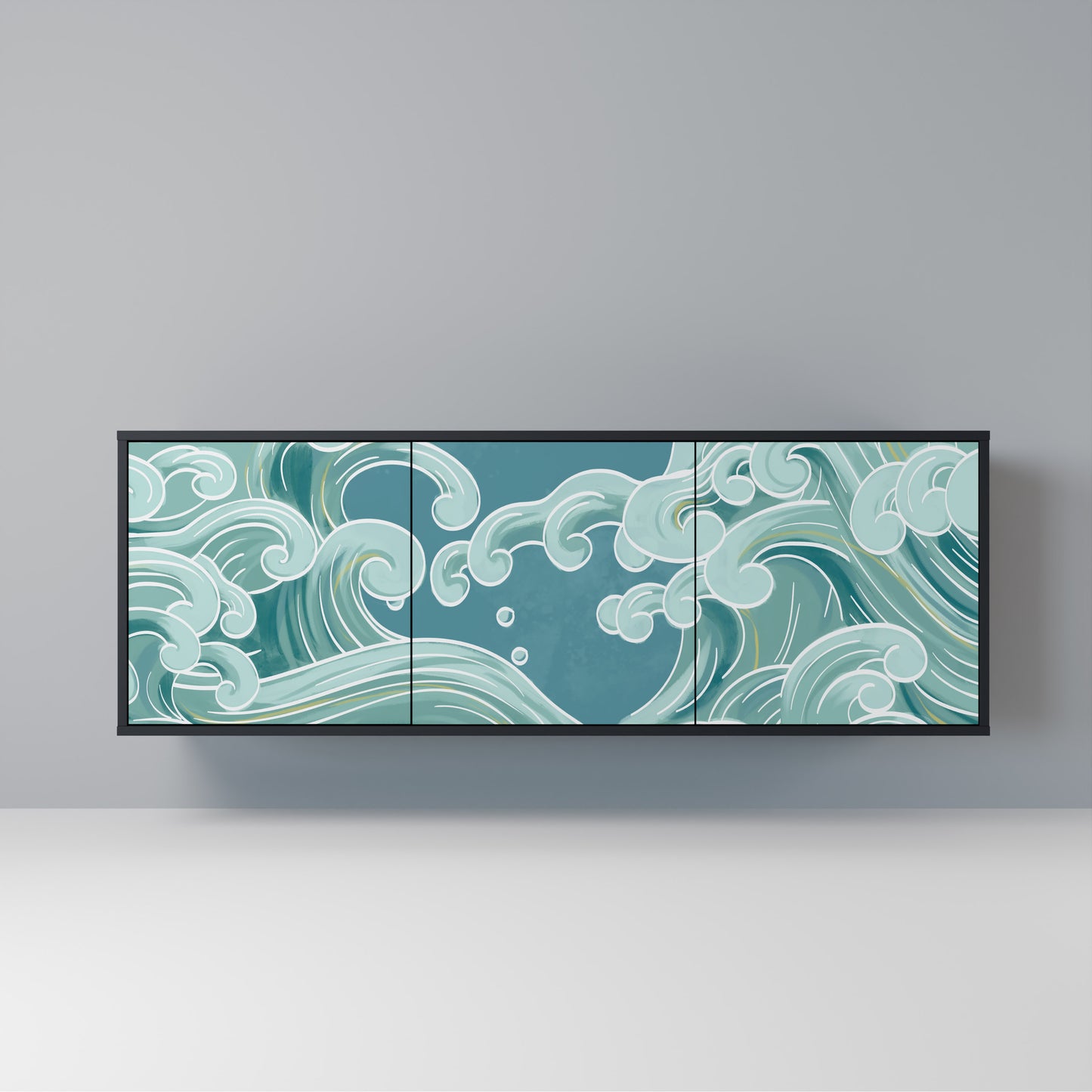 ASIAN SWAY 3-Door Sideboard in Black Finish