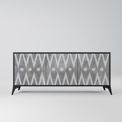 Credenza a 3 ante SHARP EDGES in finitura nera