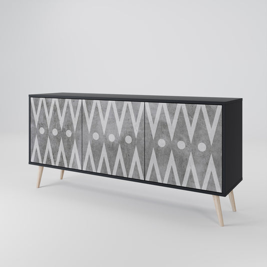 Credenza a 3 ante SHARP EDGES in finitura nera