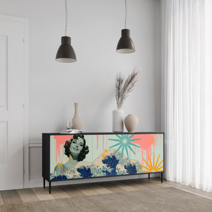 KANAGAWA BEAUTY 3-Door Sideboard in Black Finish