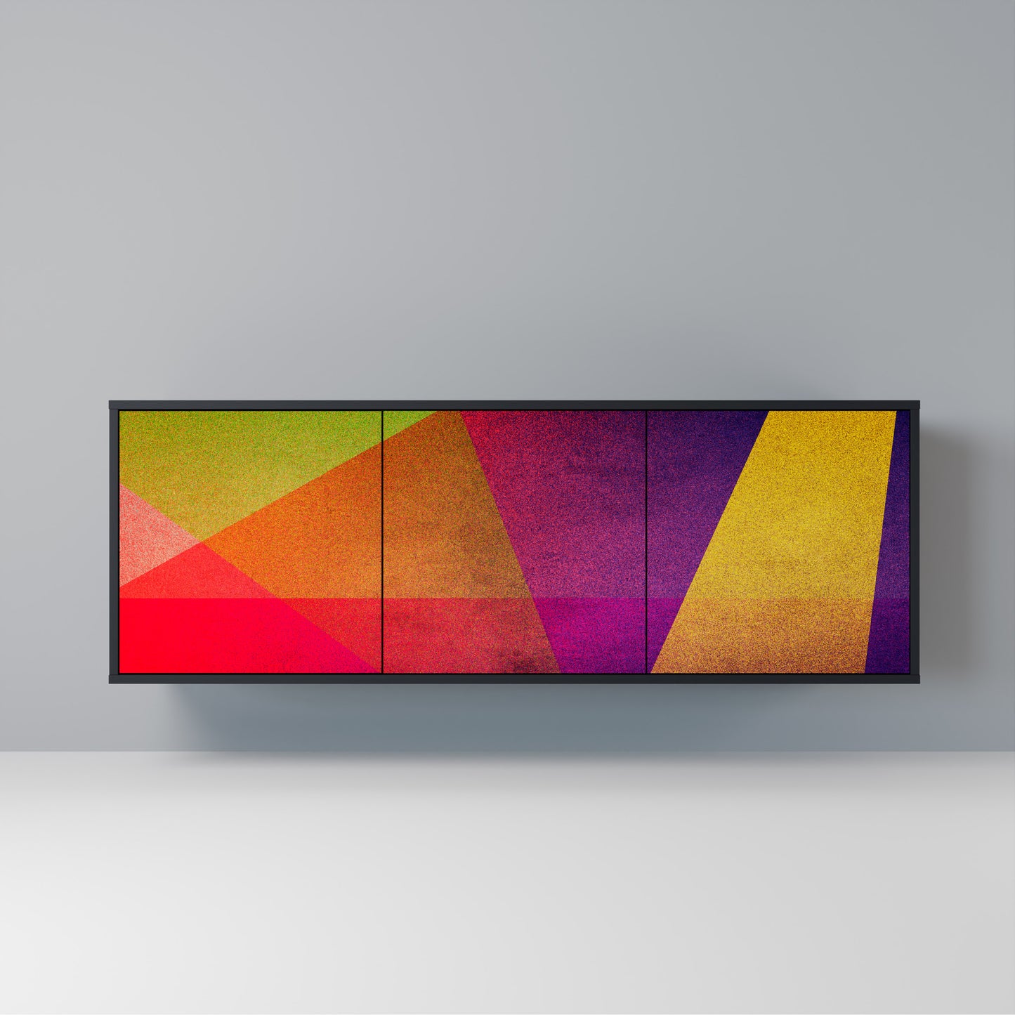 VIVID GEOMETRY 3-Door Sideboard in Black Finish