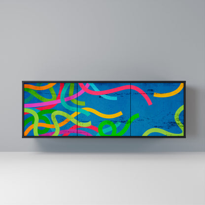 STREAMER TANGLE 3-Door Sideboard in Black Finish