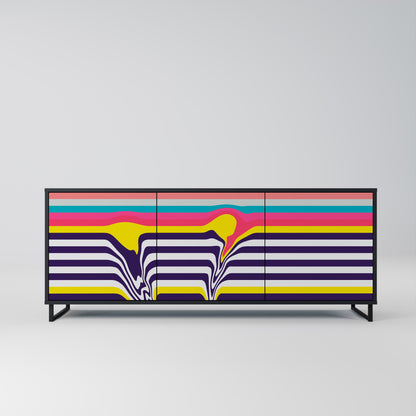 Credenza a 3 ante TONE COLLAPSE in finitura nera
