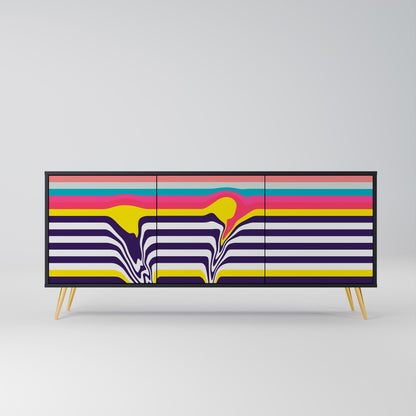 Credenza a 3 ante TONE COLLAPSE in finitura nera