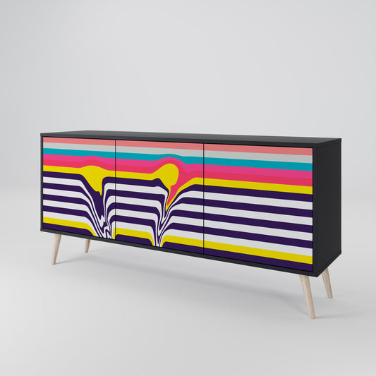 Credenza a 3 ante TONE COLLAPSE in finitura nera