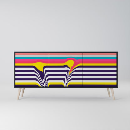 Credenza a 3 ante TONE COLLAPSE in finitura nera