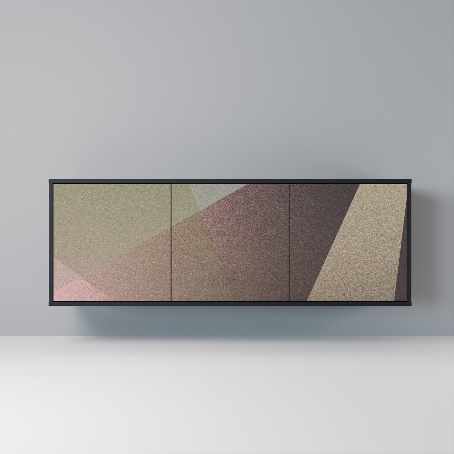 BEIGE GEOMETRY 3-Door Sideboard in Black Finish