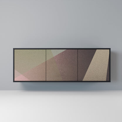 BEIGE GEOMETRY 3-Door Sideboard in Black Finish
