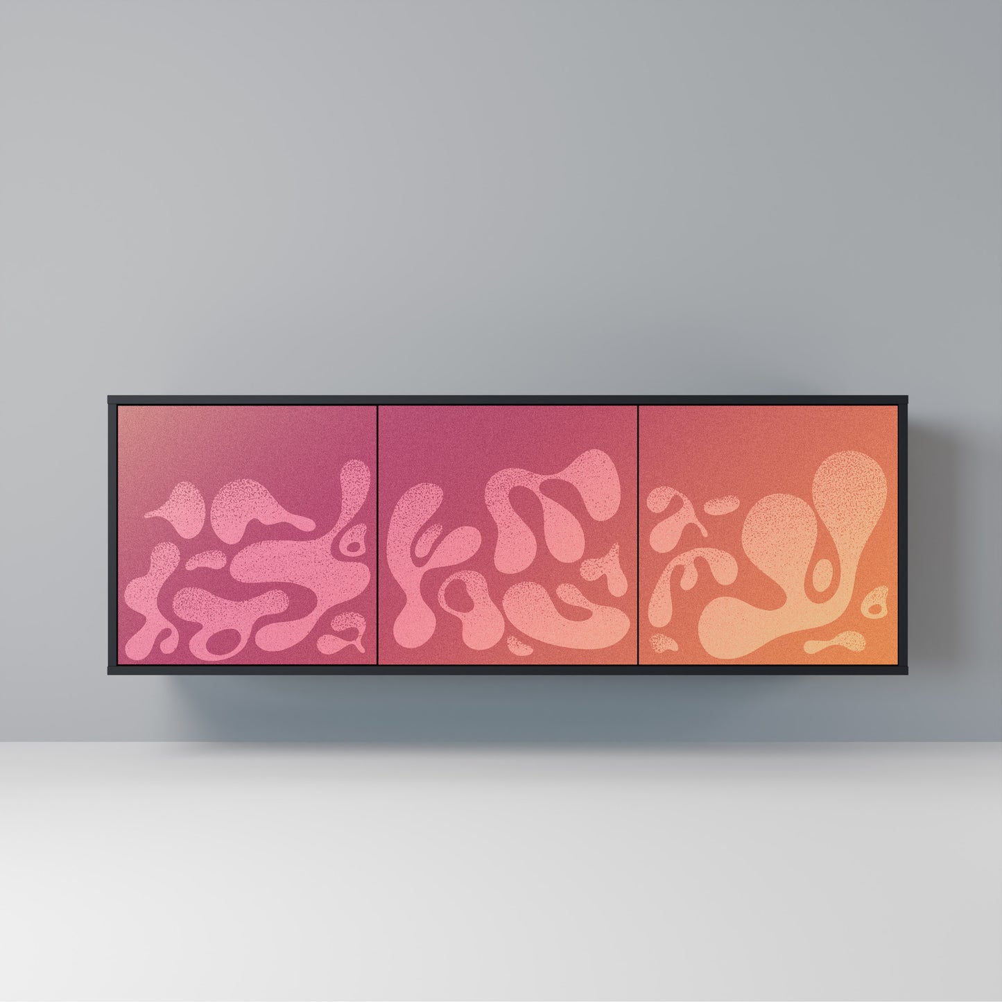 IRREGULAR PINK 3-Door Sideboard in Black Finish