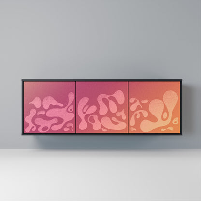 IRREGULAR PINK 3-Door Sideboard in Black Finish