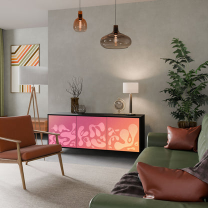 IRREGULAR PINK 3-Door Sideboard in Black Finish