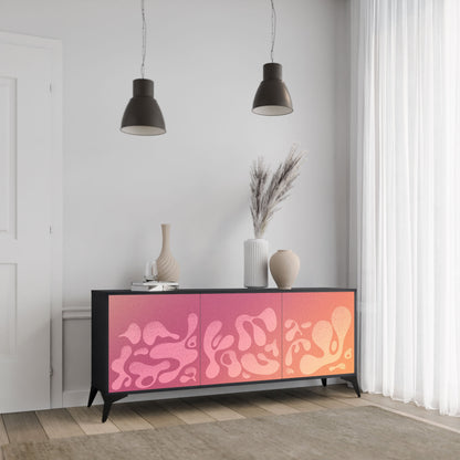 IRREGULAR PINK 3-Door Sideboard in Black Finish
