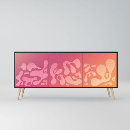 IRREGULAR PINK 3-Door Sideboard in Black Finish