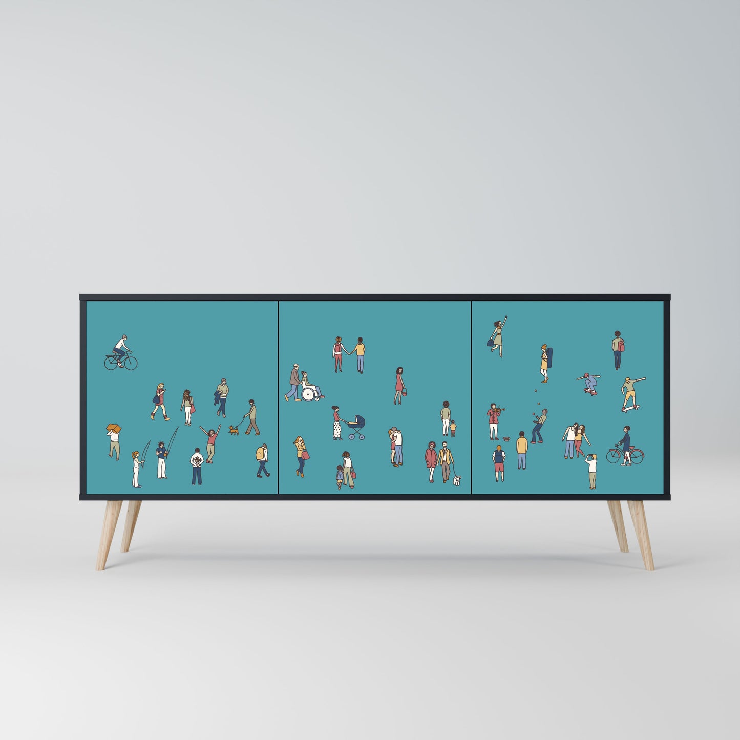 Credenza COLLECTIVE STREAM a 3 ante in finitura nera