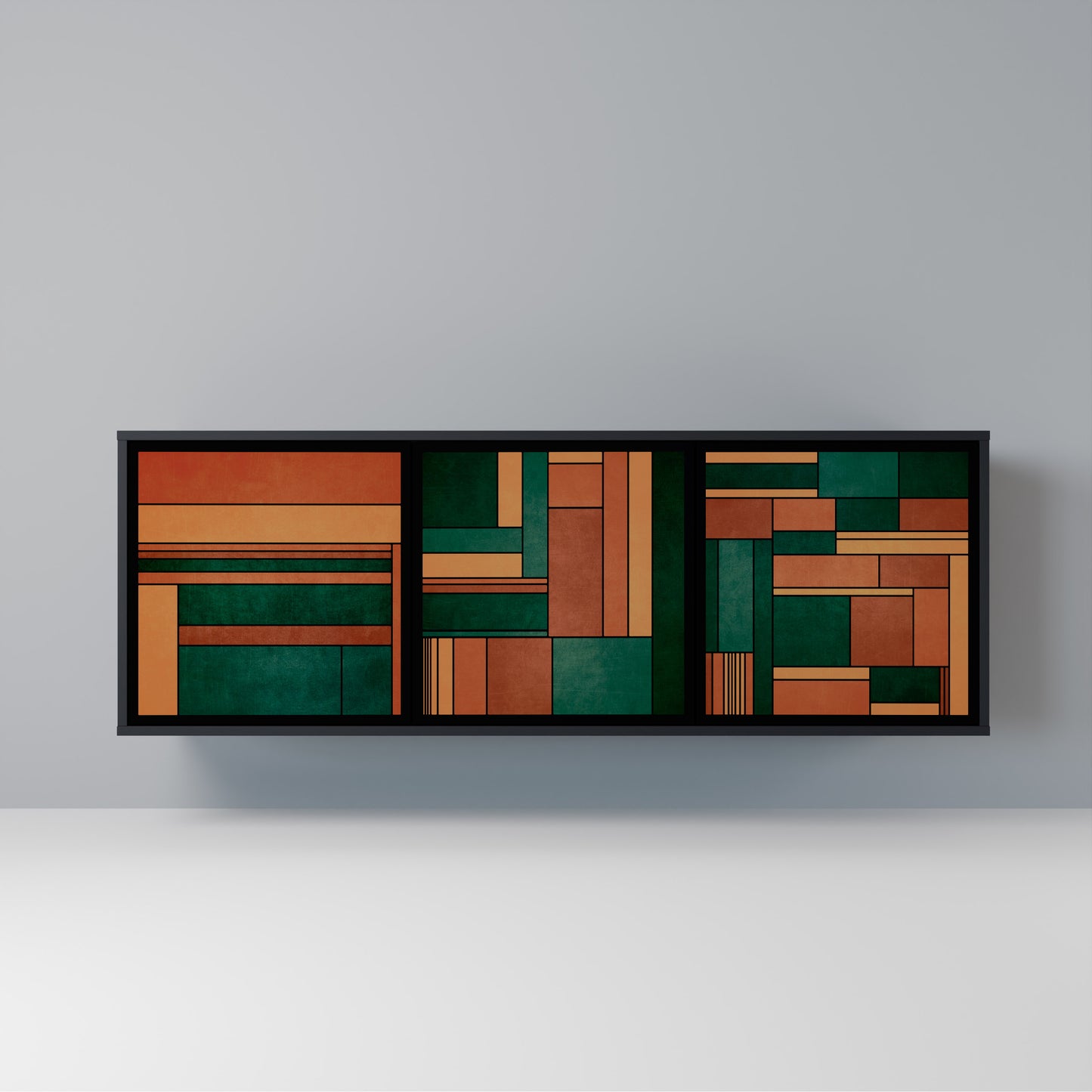 EARTHY FIGURES Madia a 3 Ante in Finitura Nera