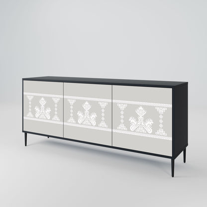 THAI GRAY 3-Door Sideboard in Black Finish