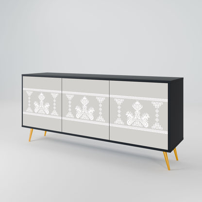 THAI GRAY 3-Door Sideboard in Black Finish