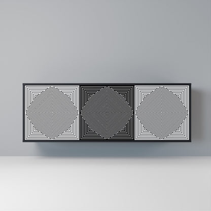 POLYGON ILLUSION Madia a 3 Ante in Finitura Nera