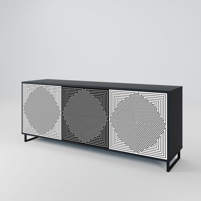 Credenza POLYGON ILLUSION a 3 ante in finitura nera
