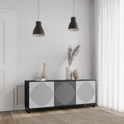 Credenza POLYGON ILLUSION a 3 ante in finitura nera