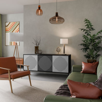 Credenza POLYGON ILLUSION a 3 ante in finitura nera