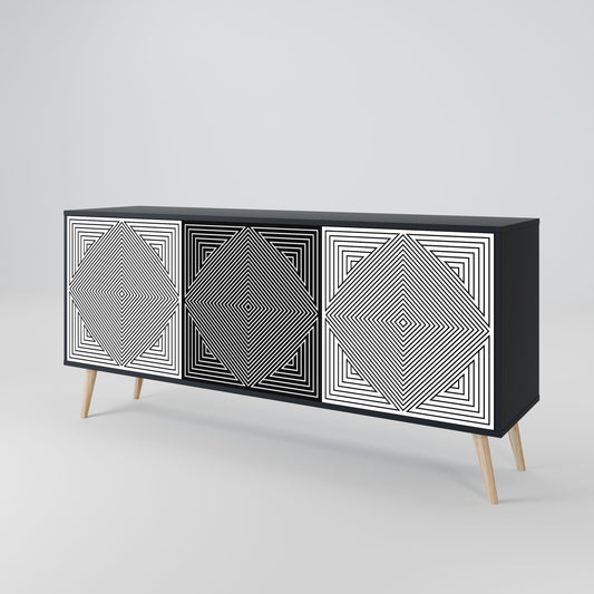 Credenza POLYGON ILLUSION a 3 ante in finitura nera
