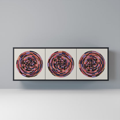 BROWN CIRCLES Madia a 3 Ante in Finitura Nera