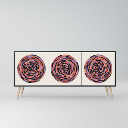 BROWN CIRCLES 3-Door Sideboard in Black Finish