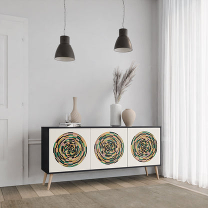 GREEN CIRCLES 3-Door Sideboard in Black Finish