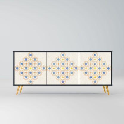 PATTERNED PRISM 3-Door Sideboard in Black Finish