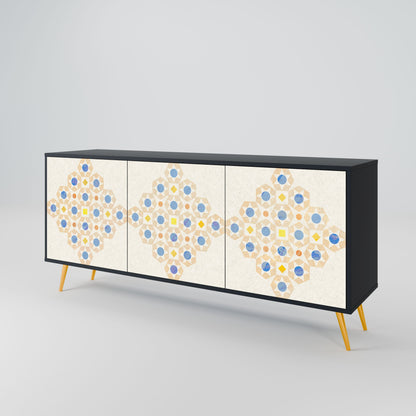 PATTERNED PRISM 3-Door Sideboard in Black Finish