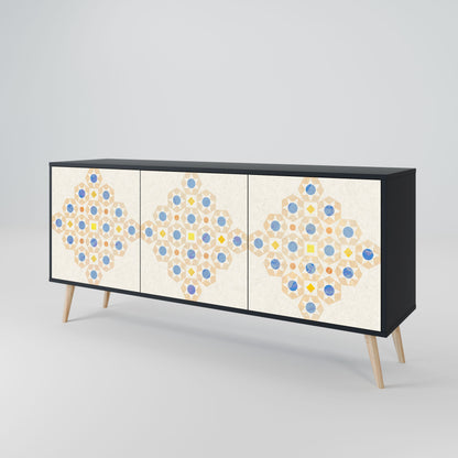 PATTERNED PRISM 3-Door Sideboard in Black Finish