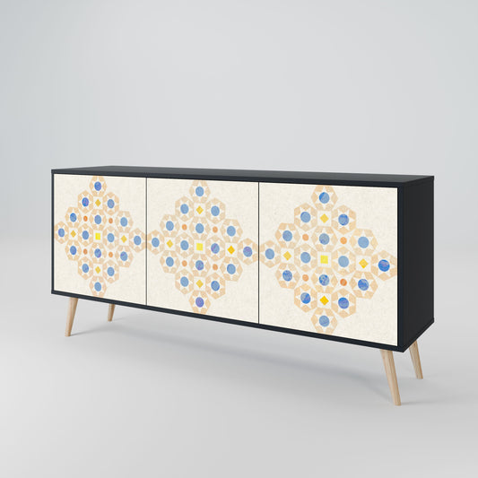 PATTERNED PRISM 3-Door Sideboard in Black Finish