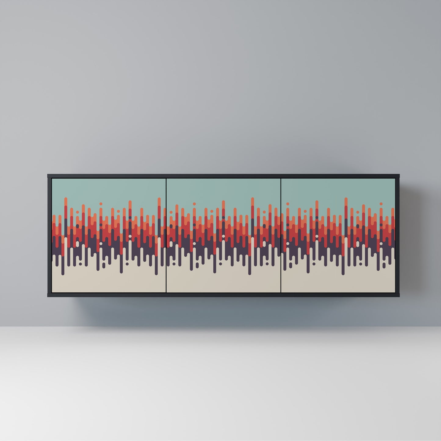 CHROMA CONTOURS Madia a 3 Ante in Finitura Nera
