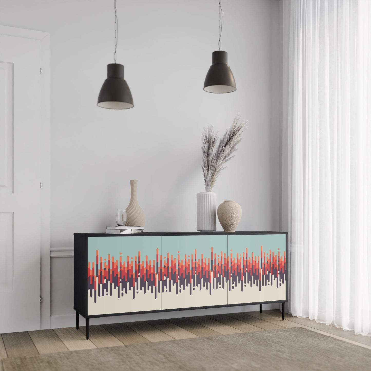CHROMA CONTOURS 3-Door Sideboard in Black Finish