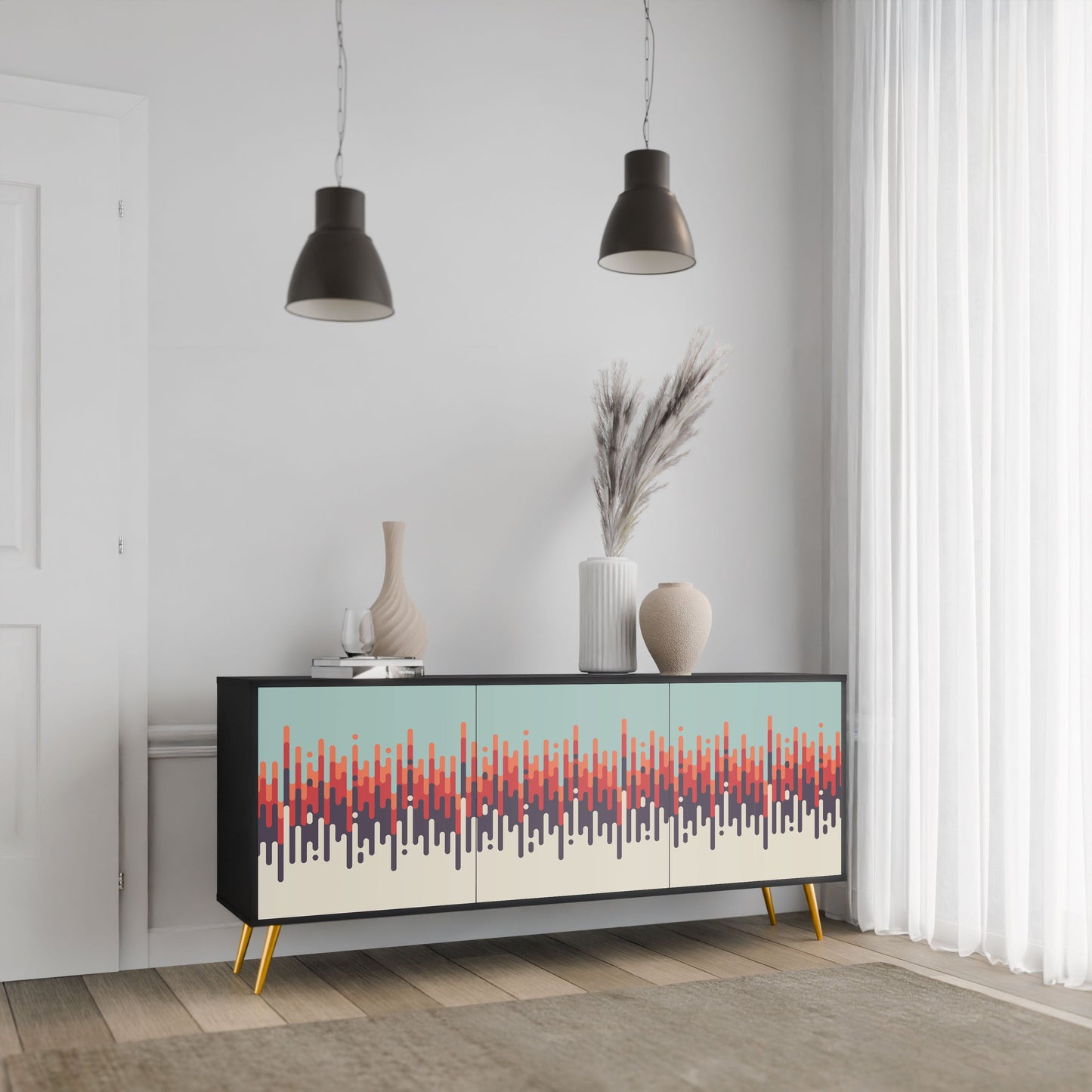 CHROMA CONTOURS 3-Door Sideboard in Black Finish