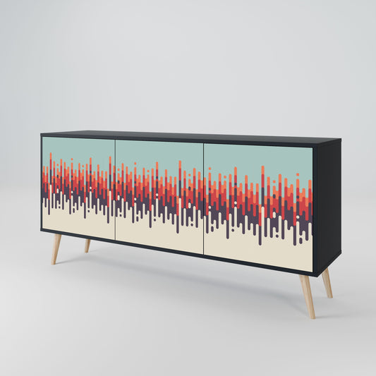 Credenza CHROMA CONTOURS a 3 ante in finitura nera