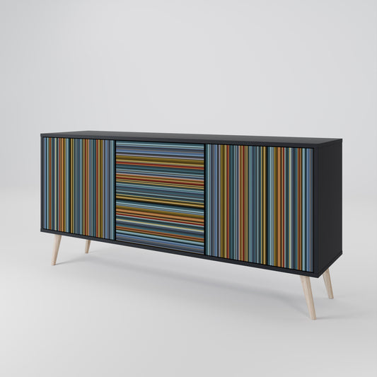 Credenza LINEOUT SPECTRUM a 3 ante con finitura nera