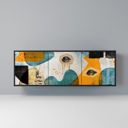 ABSTRACT FACES Madia a 3 Ante in Finitura Nera