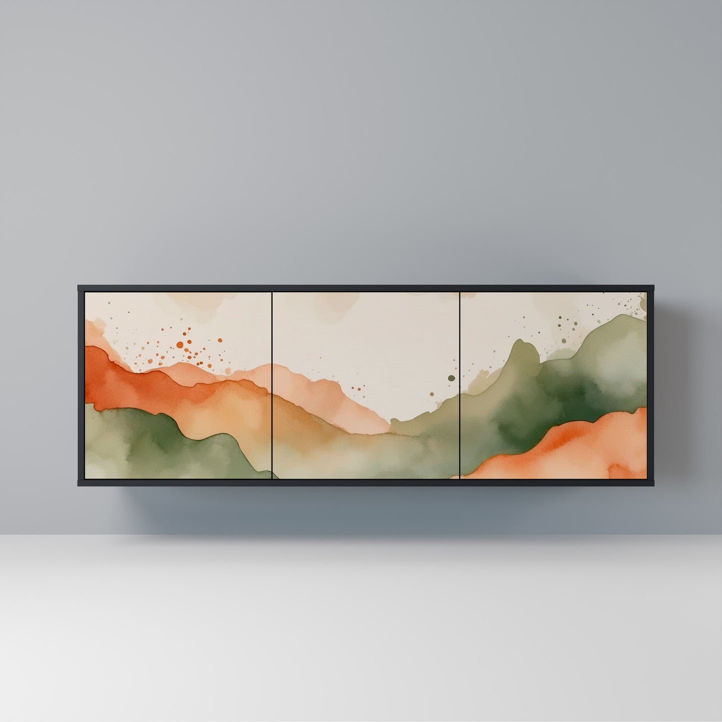 WATERCOLOUR PEAKS Madia a 3 Ante in Finitura Nera