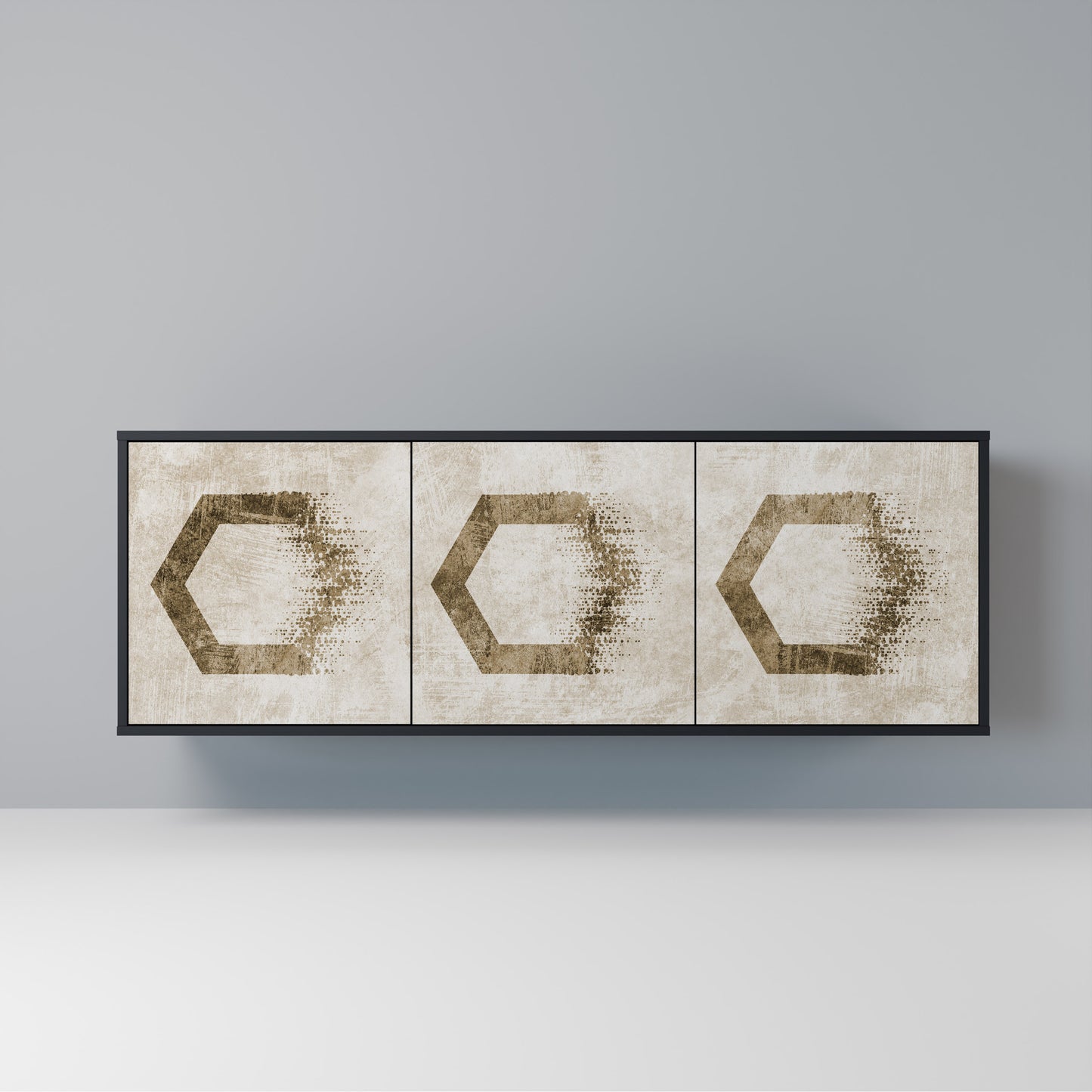 HEXAGONAL SHAPES Madia a 3 Ante in Finitura Nera